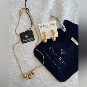 Oliver Weber Gold Necklace and Earring Set